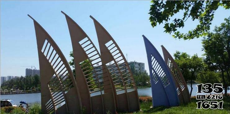 船帆雕塑-小区公园镂空不锈钢船帆雕塑