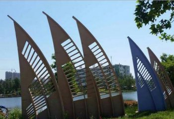 船帆雕塑-小区公园镂空不锈钢船帆雕塑