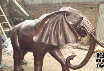 大象雕塑-户外园林玻璃钢仿铜创意景观大象雕塑