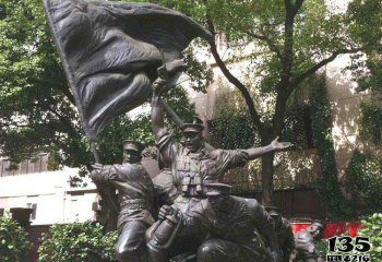 红军雕塑-公园铜雕纪念红军的户外创意装饰品大型摆件红军雕塑