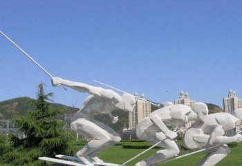 滑雪雕塑-公园不锈钢抽象滑雪的人物景观雕塑