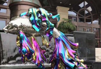 鲤鱼雕塑-广场摆放的长尾巴的 玻璃钢彩绘鲤鱼雕塑
