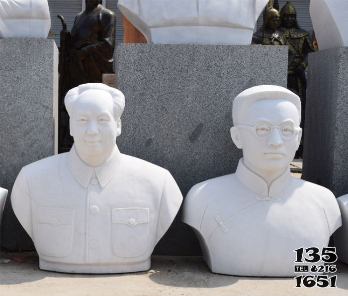 毛泽东雕塑-胸像汉白玉校园人物石雕蔡元培毛泽东雕塑高清图片