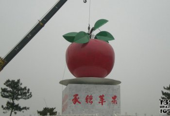苹果雕塑-苹果之乡小镇不锈钢苹果景观雕塑