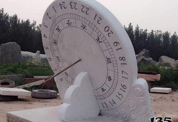 日晷雕塑-户外景区大型计时器汉白玉石雕日晷雕塑