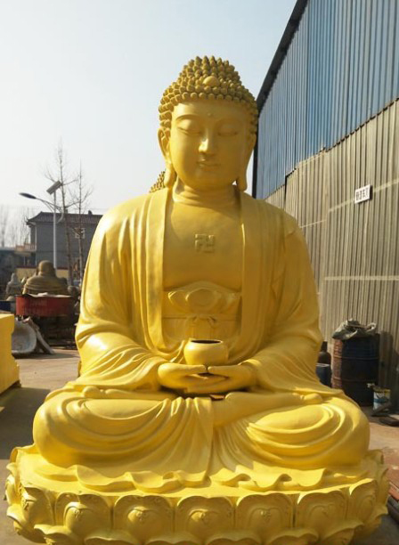 如来佛祖雕塑-景区庙宇大型仿真人物景观不锈钢喷金鎏金如来佛祖雕塑高清图片