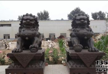 狮子雕塑-大型不锈钢仿铜一对家用别墅庭院狮子雕塑