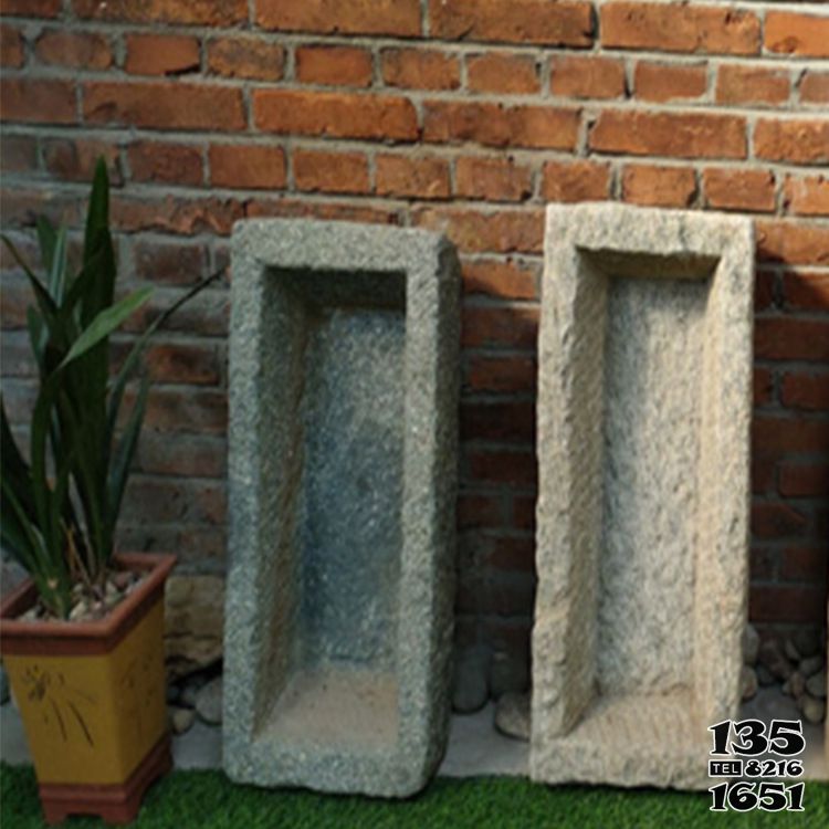 石槽雕塑-石槽马槽石磨鱼缸花盆庭院景观家用户外流水组合石雕高清图片