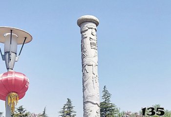 石柱雕塑-广场景观汉白玉中国文化石柱雕塑