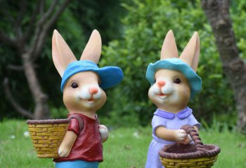 兔子雕塑-花园摆件庭院装饰卡通树脂兔子花盆动物兔子雕塑