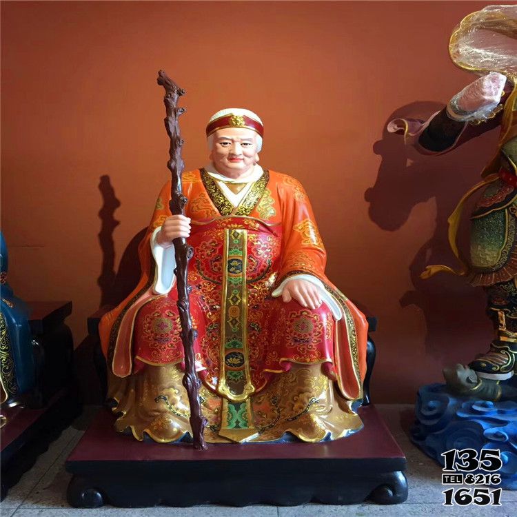 土地婆雕塑-玻璃钢彩绘寺庙供奉神佛土地婆雕塑高清图片