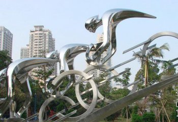 自行车雕塑-公园不锈钢抽象骑自行车人物雕塑