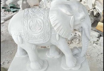 大象雕塑-公园景区汉白玉石雕浮雕如意大象雕塑