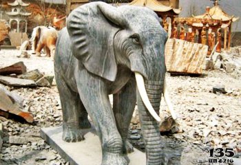 大象雕塑-庭院寺庙创意大理石石雕大象雕塑