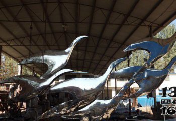 大雁雕塑-公园抽象不锈钢大雁雕塑