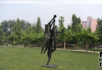 篮球雕塑-广场公园抽象打篮球人物铸铜雕塑