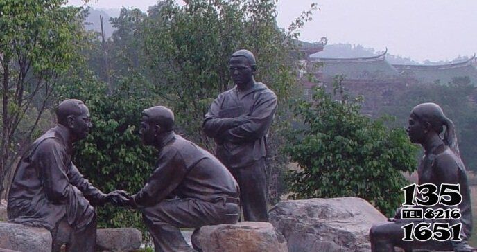 毛泽东雕塑-毛主席商谈国事人物园林景观铜毛泽东雕塑高清图片