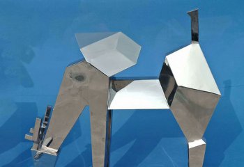 梅花鹿雕塑-抽象不锈钢几何工艺梅花鹿雕塑