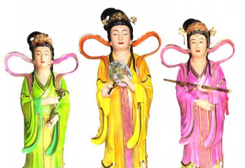 牛郎织女雕塑-寺庙室内摆放玻璃钢彩绘七仙女佛像
