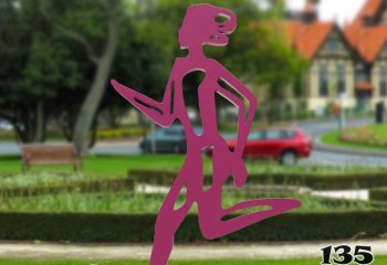 跑步雕塑-大学不锈钢镂空抽象跑步女人雕塑