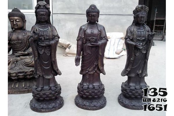 三圣雕塑-景区创意神佛铜雕三圣雕塑高清图片
