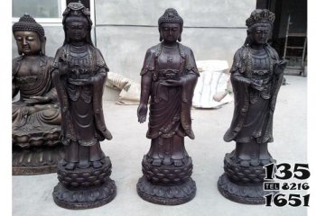 三圣雕塑-景区创意神佛铜雕三圣雕塑