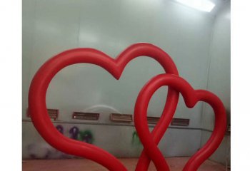 爱心雕塑-玻璃钢两个红色爱心雕塑