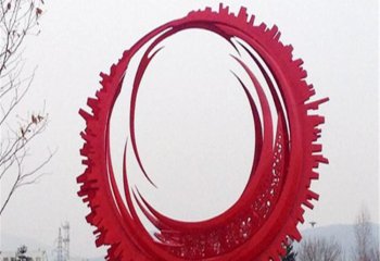 齿轮雕塑-公园创意玻璃钢圆形红色齿轮雕塑