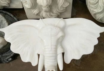 大象雕塑-景区创意抽象大型汉白玉石雕头像大象雕塑