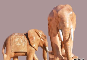 大象雕塑-商场大厦石雕晚霞红大象雕塑