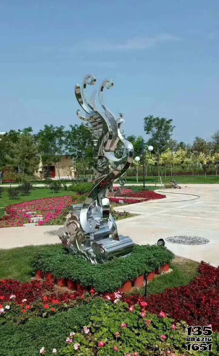 凤凰雕塑-公园不锈钢抽象凤凰雕塑