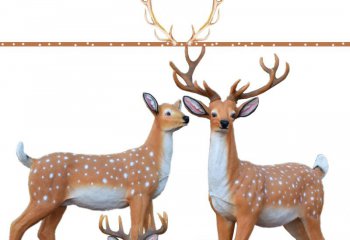 鹿雕塑-户外园林玻璃钢彩绘仿真动物景观鹿雕塑