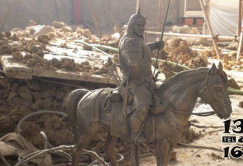 骑马雕塑-古代铜雕将军骑马雕塑