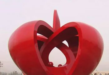 苹果雕塑-不锈钢抽象苹果广场景观雕塑