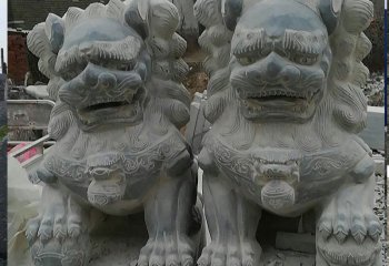 狮子雕塑-庭院大型大理石石雕一对镇宅的狮子雕塑