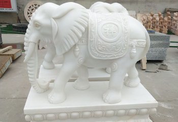 大象雕塑-公园景观汉白玉石雕浮雕大象雕塑