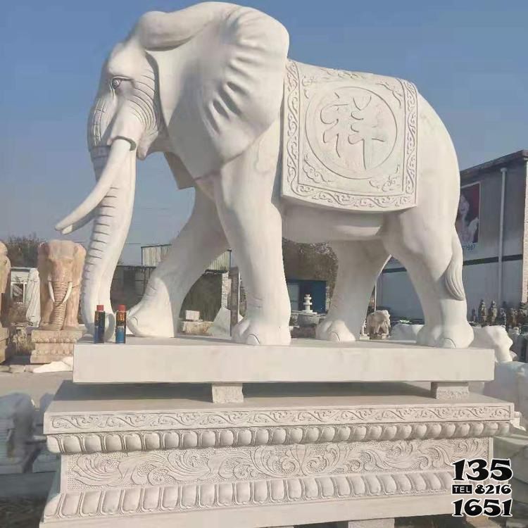 大象雕塑-汉白玉石雕创意广场大型景观大象雕塑高清图片