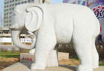 大象雕塑-汉白玉石雕广场户外大型景观大象雕塑