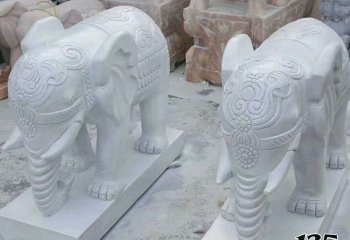 大象雕塑-汉白玉石雕浮雕创意景观装饰品大象雕塑