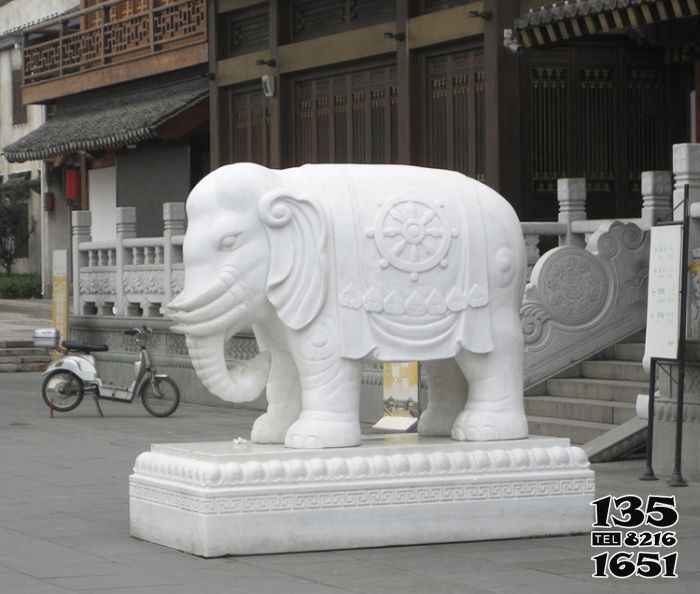 大象雕塑-酒店大型景观汉白玉石雕大象雕塑高清图片