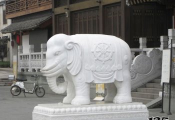 大象雕塑-酒店大型景观汉白玉石雕大象雕塑