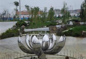 荷花雕塑-广场创意不锈钢水景艺术荷花雕塑