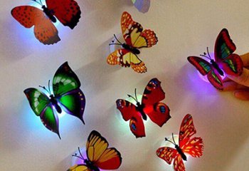 蝴蝶雕塑-多只彩绘室内蝴蝶雕塑