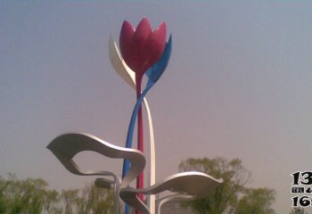 花朵雕塑-不锈钢大型抽象花朵雕塑