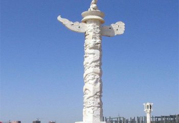 龙柱雕塑-汉白玉浮雕龙柱广场装饰景观摆件
