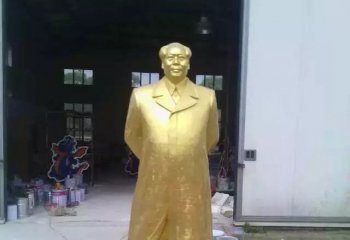 毛泽东雕塑-户外景区玻璃钢鎏金伟大领袖毛泽东雕塑