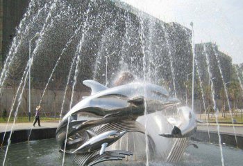 喷漆雕塑-园林公园摆放的海豚玻璃钢创意喷漆雕塑