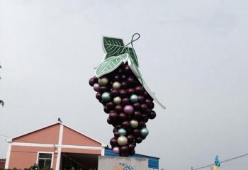 葡萄雕塑-水果小镇主题公园仿真不锈钢葡萄雕塑