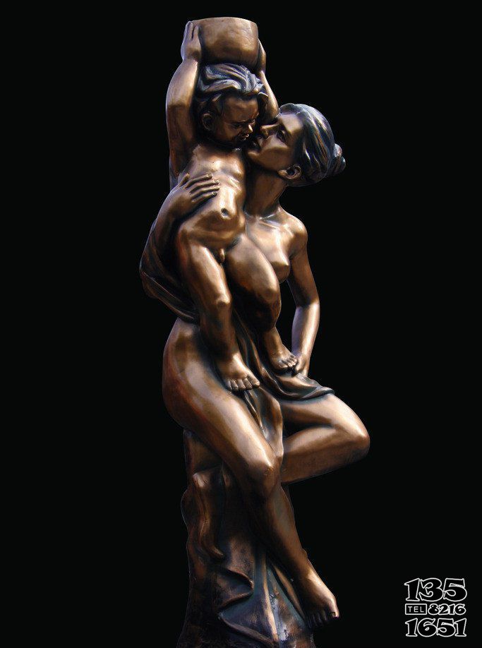 母子雕塑-不锈钢仿铜抽象母子雕塑高清图片