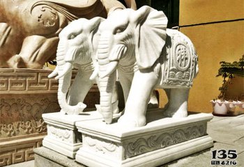 大象雕塑-小区创意汉白玉石雕大象雕塑